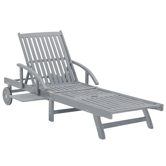 vidaXL Sunlounger | Grey | Solid acacia wood | Extra Long
