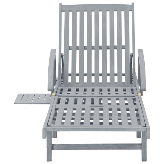 vidaXL Sunlounger | Grey | Solid acacia wood | Extra Long