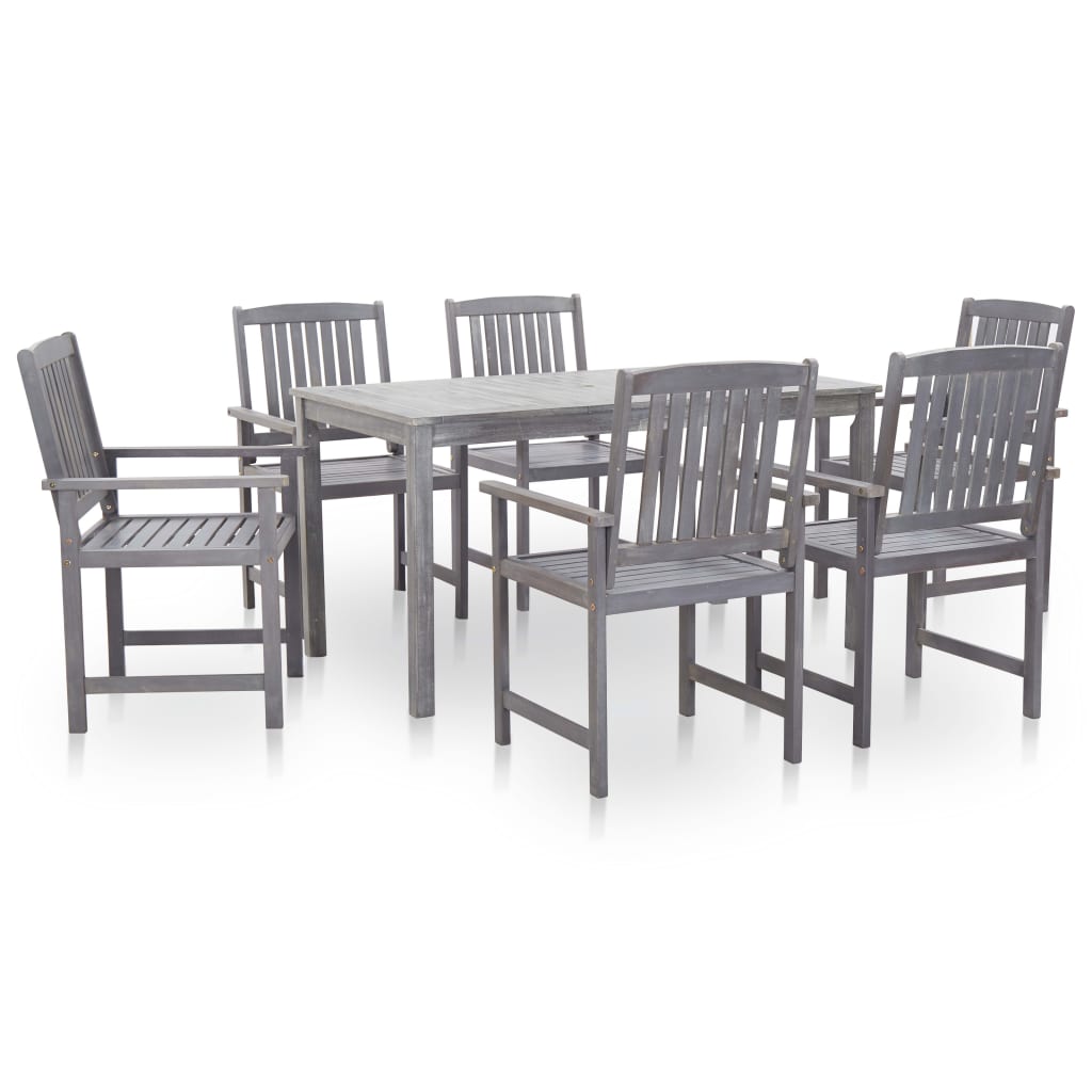 vidaXL Outdoor Table And Chair | Grey Wash | Solid Acacia Wood | Large