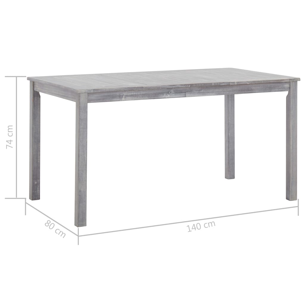 vidaXL Outdoor Table And Chair | Grey Wash | Solid Acacia Wood | Large