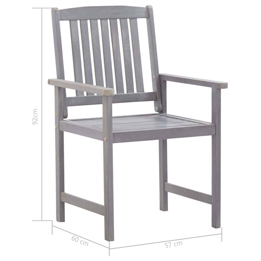 vidaXL Outdoor Table And Chair | Grey Wash | Solid Acacia Wood | Large