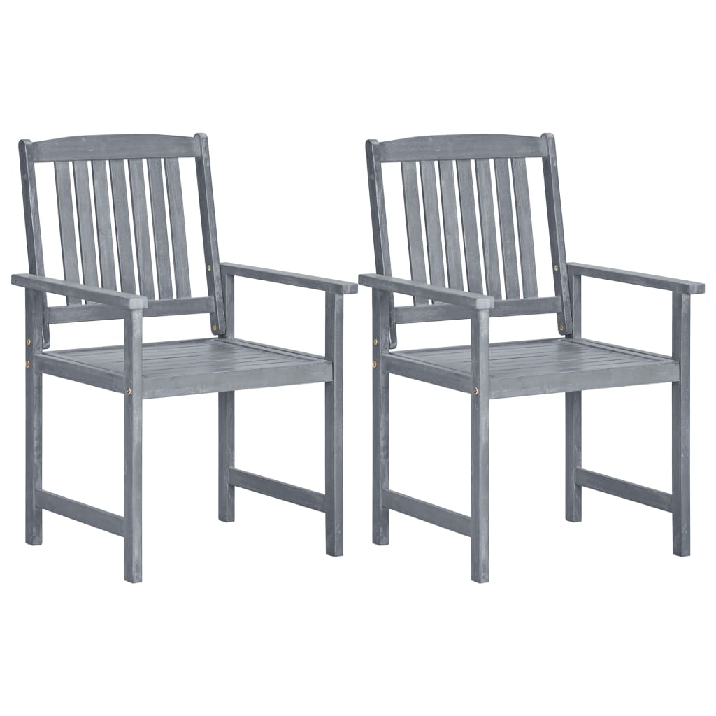 vidaXL Outdoor Chair | Set of 2 | Grey | Solid Acacia Wood | Standard | Durable
