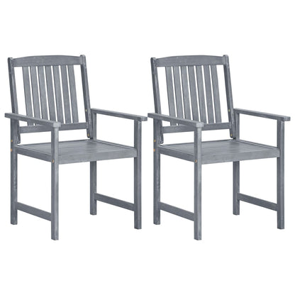 vidaXL Outdoor Chair | Set of 2 | Grey | Solid Acacia Wood | Standard | Durable