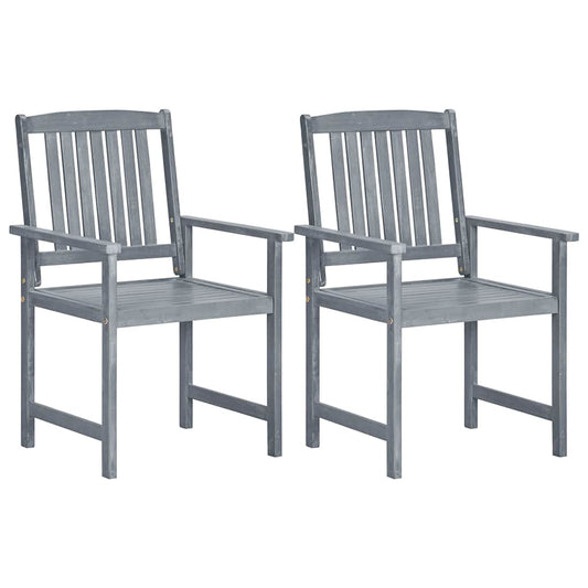 45944 vidaXL Garden Chairs 2 pcs Grey Solid Acacia Wood