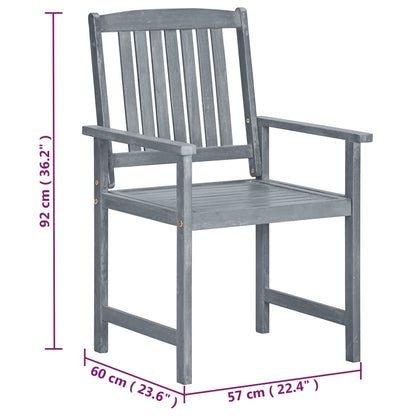 vidaXL Outdoor Chair | Set of 2 | Grey | Solid Acacia Wood | Standard | Durable
