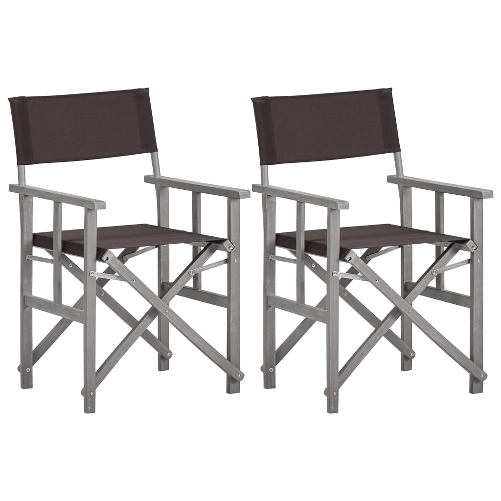 vidaXL Director Chair | Set of 2 | Grey wash and black