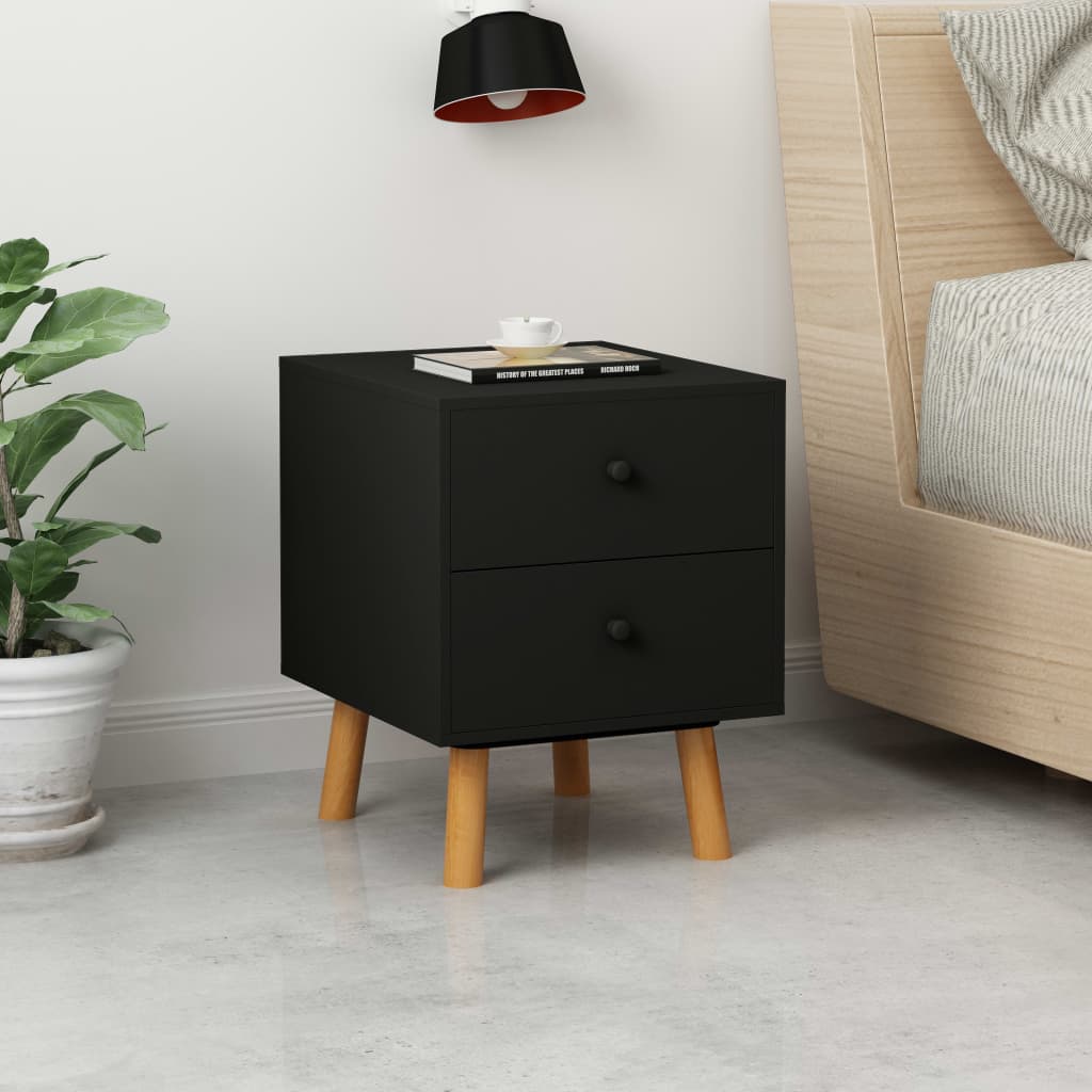 285225 vidaXL Bedside Cabinets 2 pcs Black 40x30x50 cm Solid Pinewood