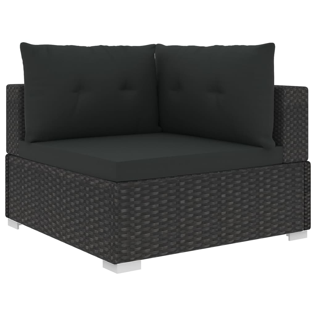 vidaXL Garden Sofa | Black | PE Rattan, Powder-Coated Steel | 6 Piece Set