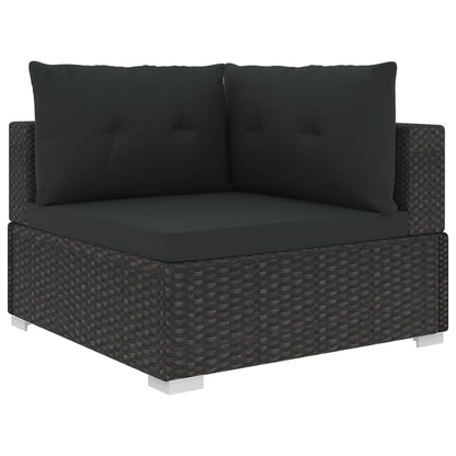 vidaXL Garden Sofa | Black | PE Rattan, Powder-Coated Steel | 6 Piece Set