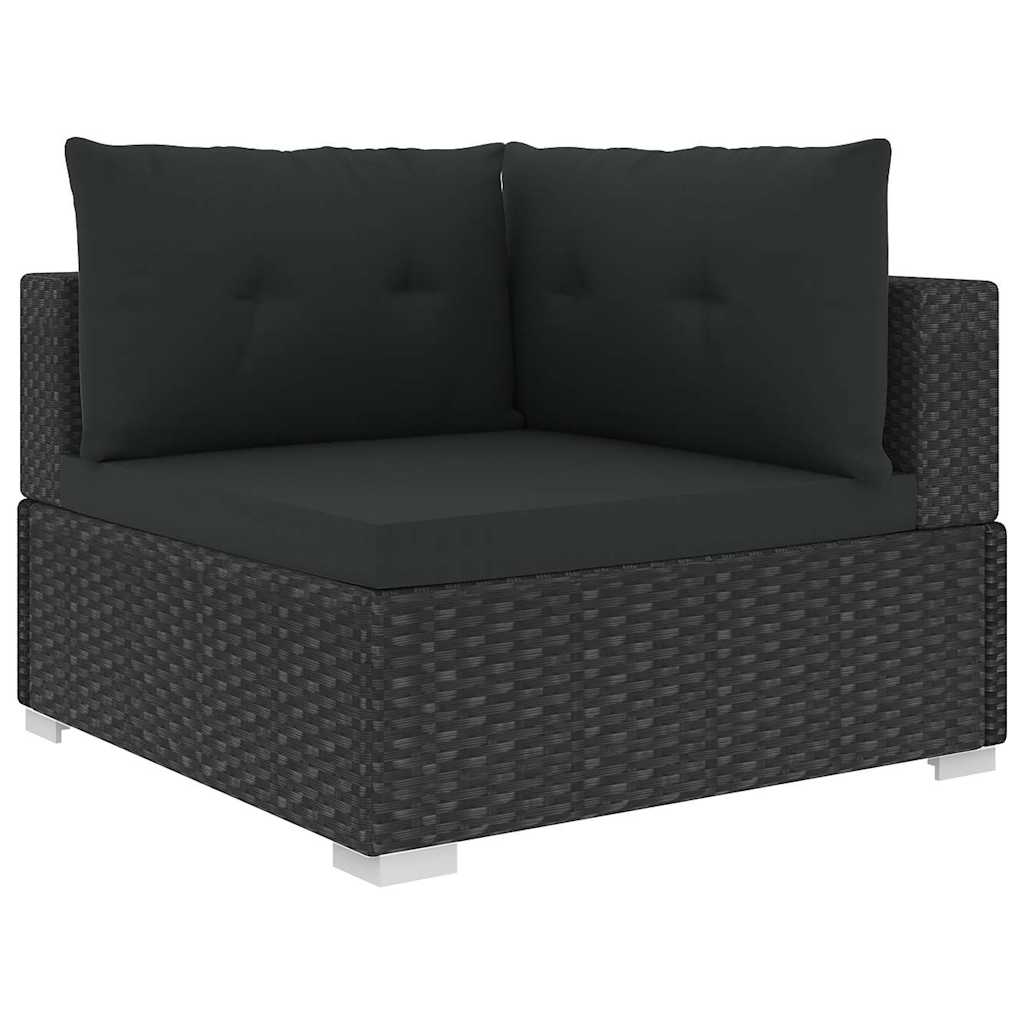 46745 vidaXL 6 Piece Garden Lounge Set with Cushions Poly Rattan Black