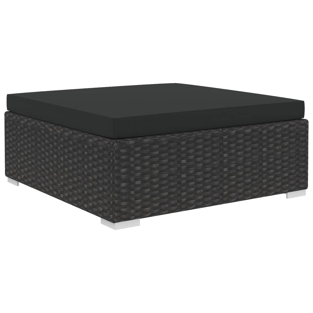 vidaXL Garden Sofa | Black | PE Rattan, Powder-Coated Steel | 6 Piece Set