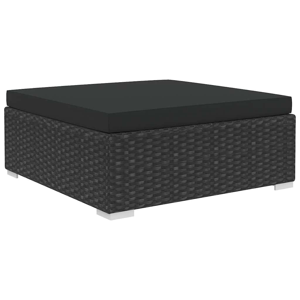 46745 vidaXL 6 Piece Garden Lounge Set with Cushions Poly Rattan Black