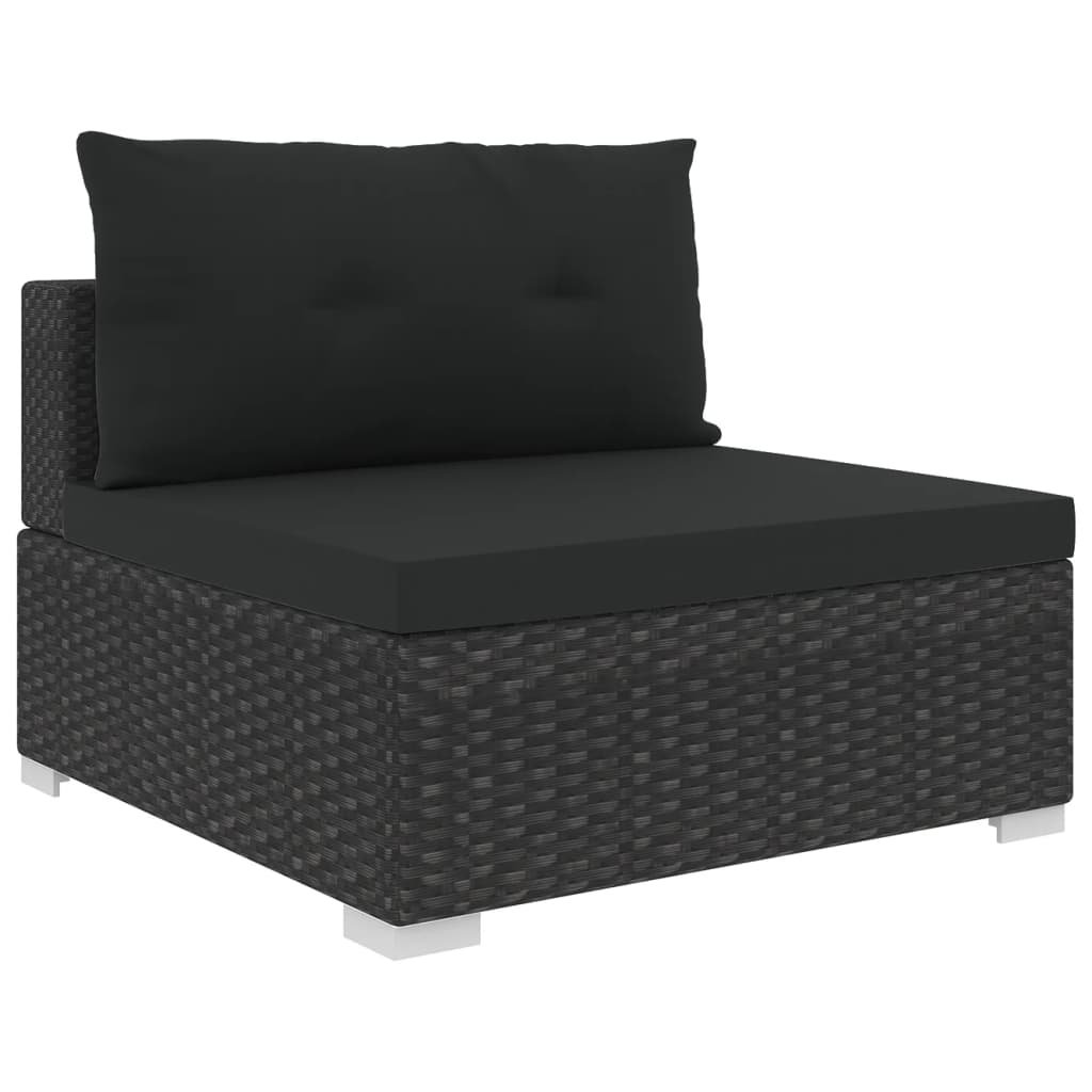 vidaXL Garden Sofa | Black | PE Rattan, Powder-Coated Steel | 6 Piece Set