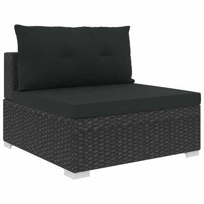 46745 vidaXL 6 Piece Garden Lounge Set with Cushions Poly Rattan Black