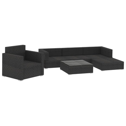 vidaXL Garden Sofa | Black | PE Rattan, Powder-Coated Steel | 6 Piece Set