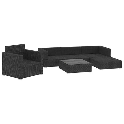 46745 vidaXL 6 Piece Garden Lounge Set with Cushions Poly Rattan Black