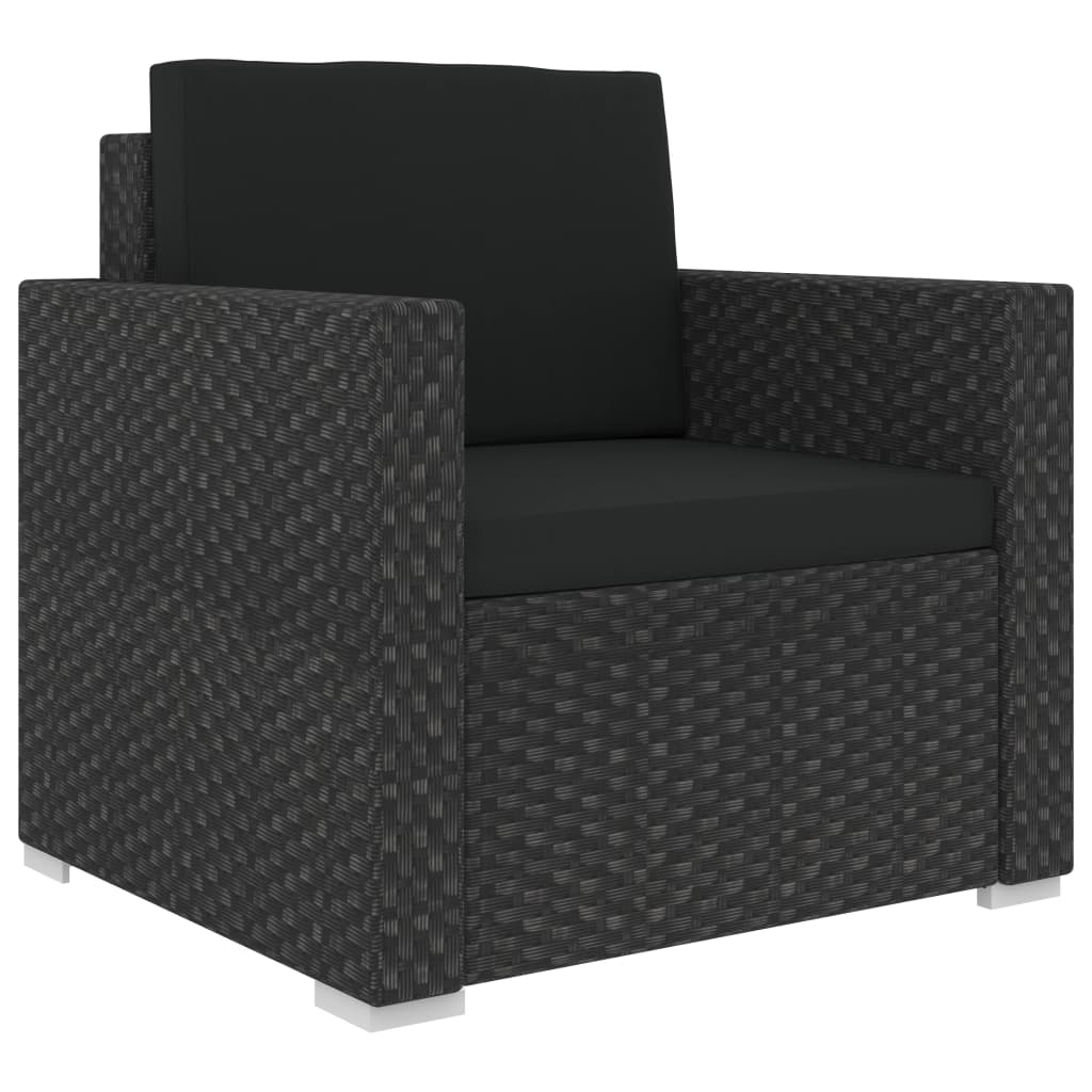 vidaXL Garden Sofa | Black | PE Rattan, Powder-Coated Steel | 6 Piece Set