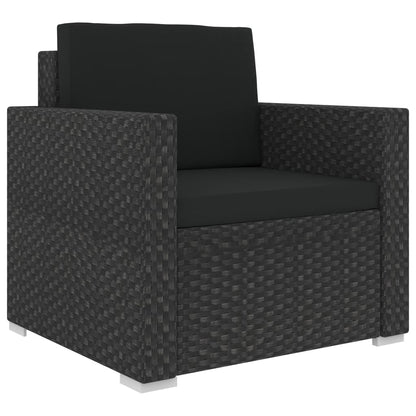 vidaXL Garden Sofa | Black | PE Rattan, Powder-Coated Steel | 6 Piece Set