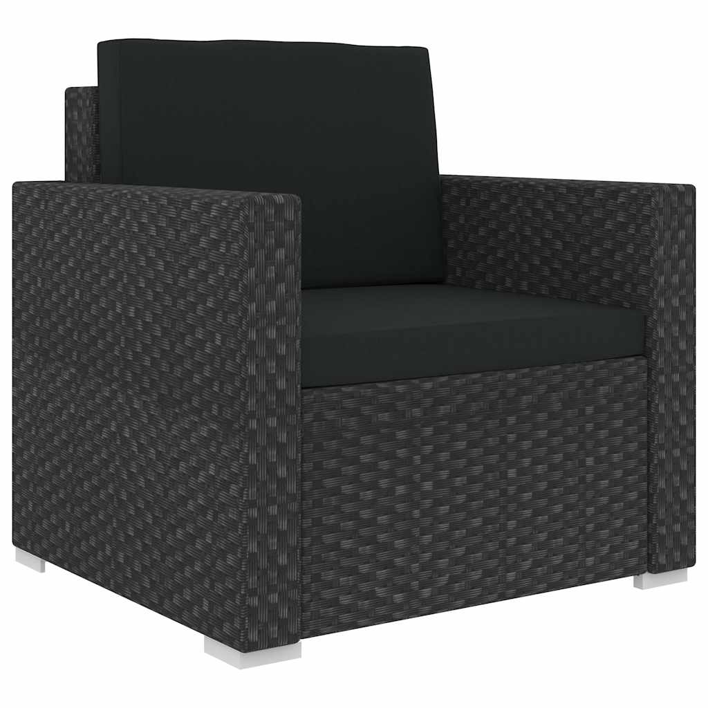46745 vidaXL 6 Piece Garden Lounge Set with Cushions Poly Rattan Black