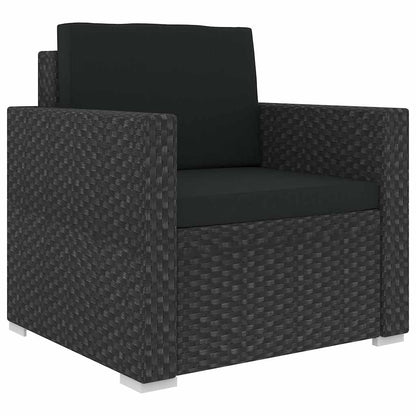 46745 vidaXL 6 Piece Garden Lounge Set with Cushions Poly Rattan Black