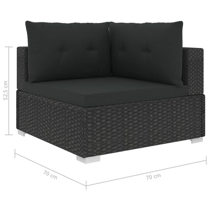 vidaXL Garden Sofa | Black | PE Rattan, Powder-Coated Steel | 6 Piece Set