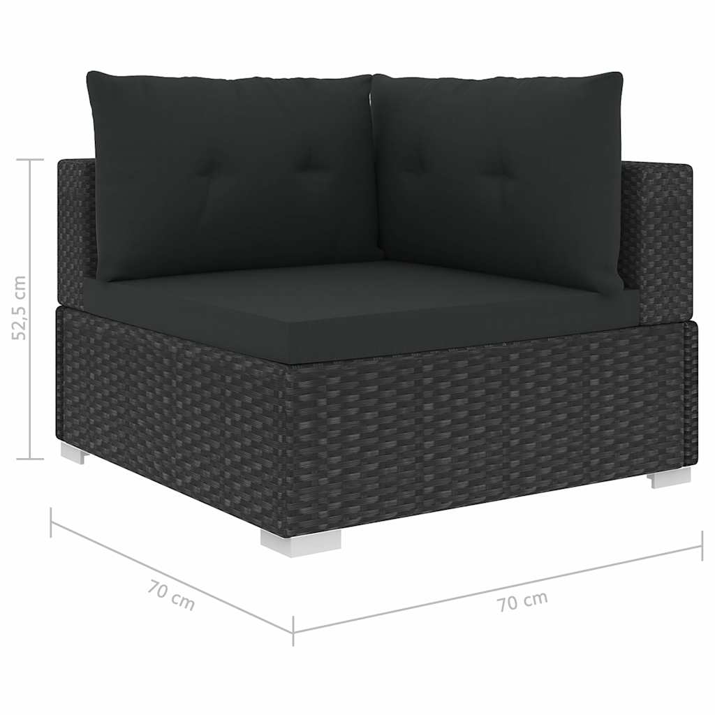46745 vidaXL 6 Piece Garden Lounge Set with Cushions Poly Rattan Black