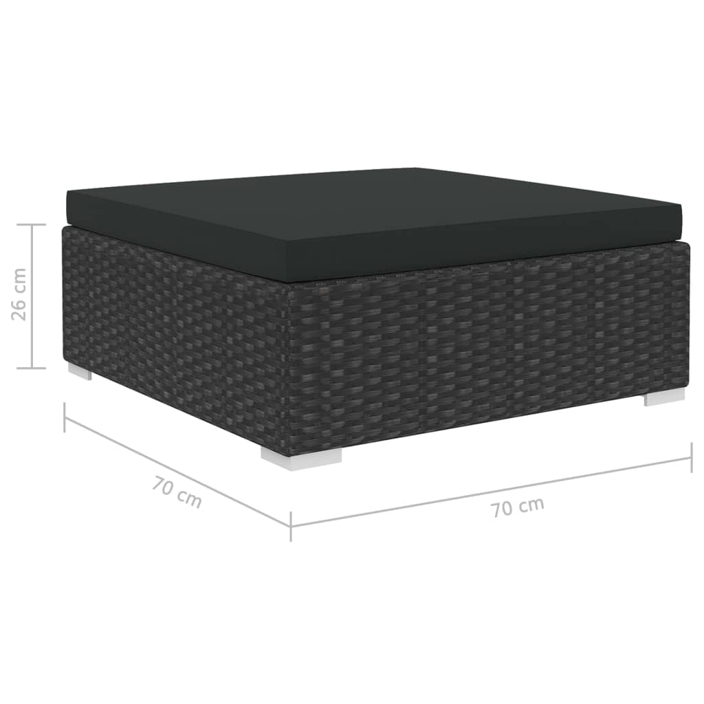 vidaXL Garden Sofa | Black | PE Rattan, Powder-Coated Steel | 6 Piece Set