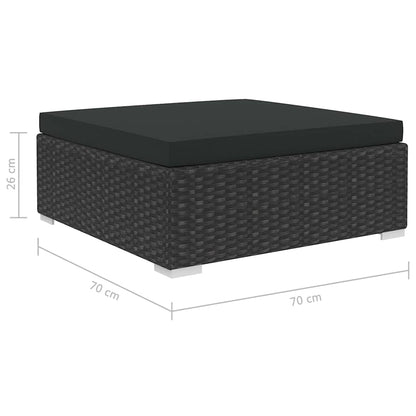 46745 vidaXL 6 Piece Garden Lounge Set with Cushions Poly Rattan Black
