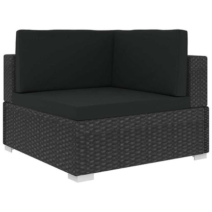 46746 vidaXL 6 Piece Garden Lounge Set with Cushions Poly Rattan Black