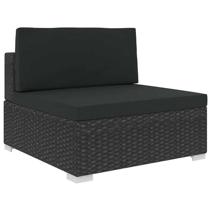 46746 vidaXL 6 Piece Garden Lounge Set with Cushions Poly Rattan Black