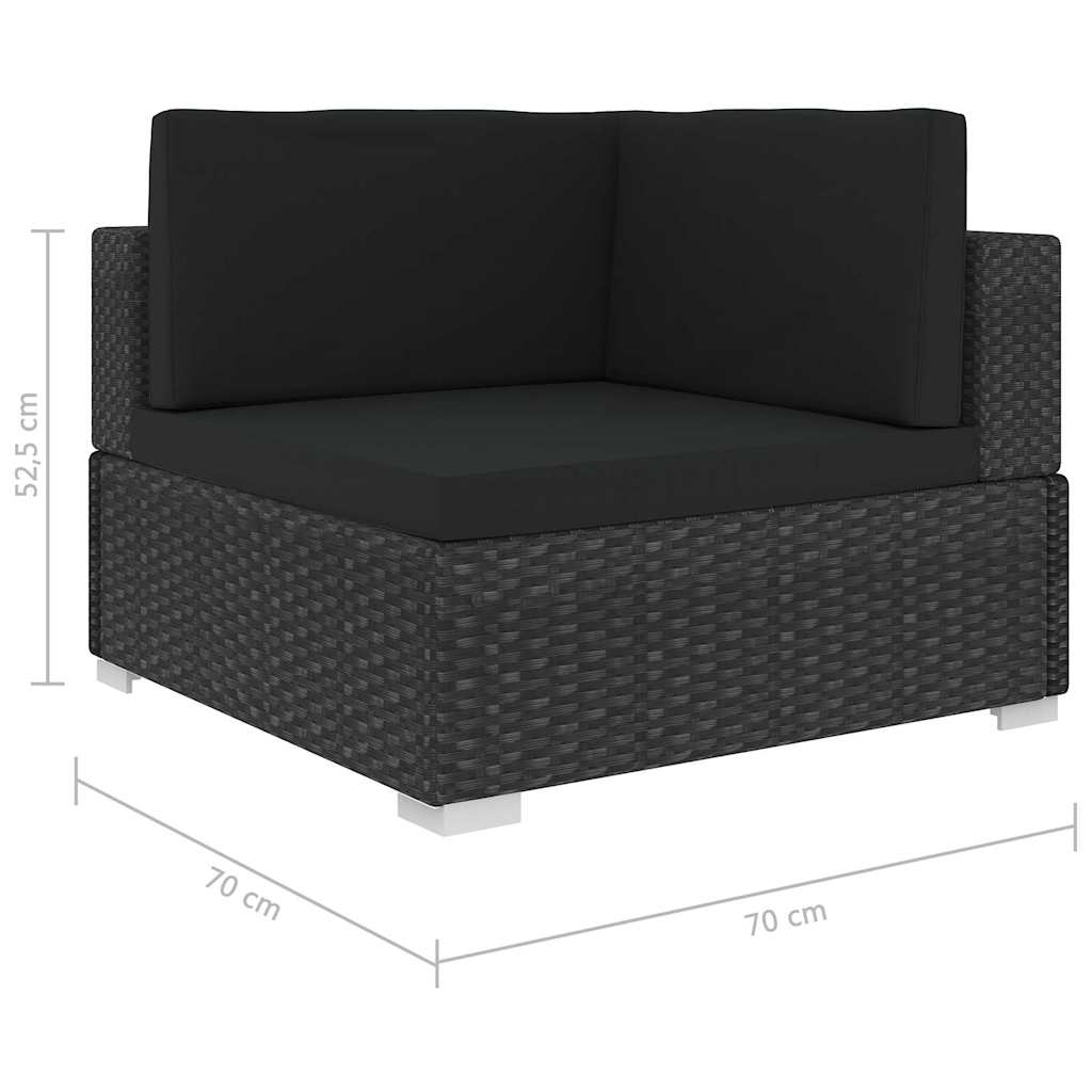 46746 vidaXL 6 Piece Garden Lounge Set with Cushions Poly Rattan Black