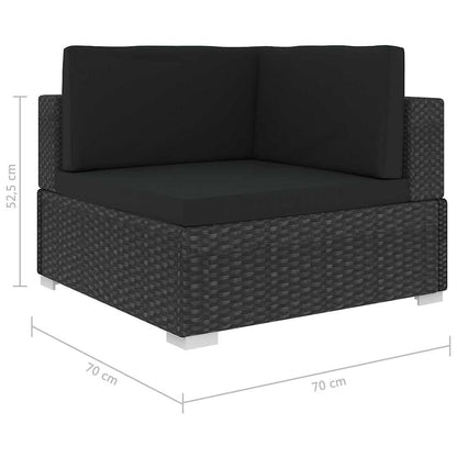 46746 vidaXL 6 Piece Garden Lounge Set with Cushions Poly Rattan Black