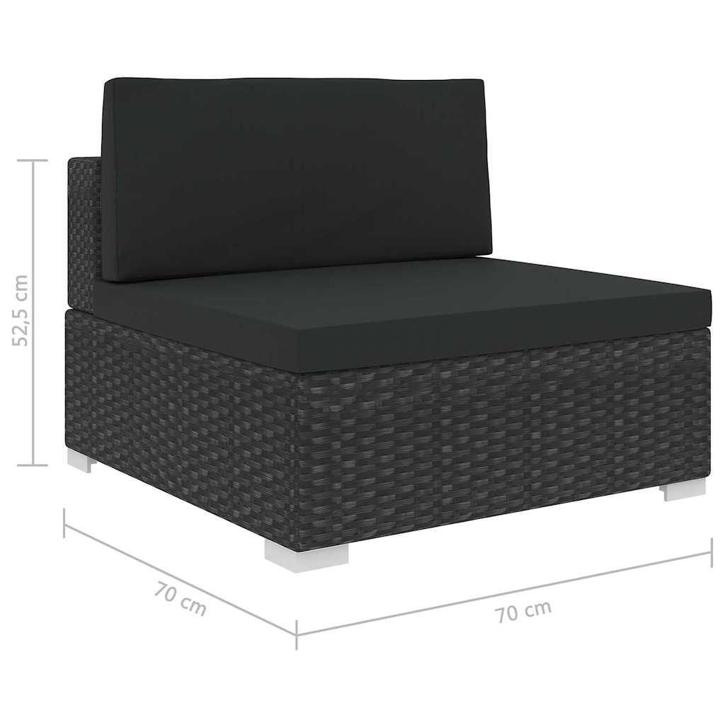 46746 vidaXL 6 Piece Garden Lounge Set with Cushions Poly Rattan Black