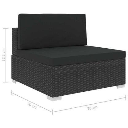 46746 vidaXL 6 Piece Garden Lounge Set with Cushions Poly Rattan Black
