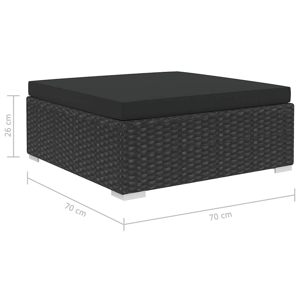 46746 vidaXL 6 Piece Garden Lounge Set with Cushions Poly Rattan Black