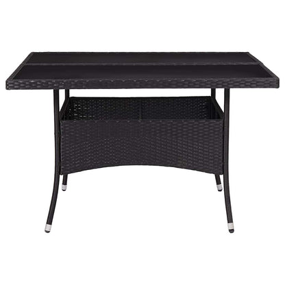 46189 vidaXL Outdoor Dining Table Black Poly Rattan and Glass