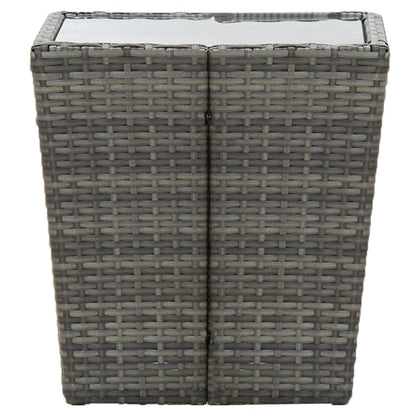 vidaXL Tea Table Grey 41.5x41.5x43 cm Poly Rattan and Tempered Glass