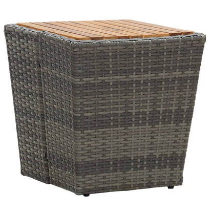 vidaXL Tea Table Grey 41.5x41.5x43cm Poly Rattan and Solid Acacia Wood