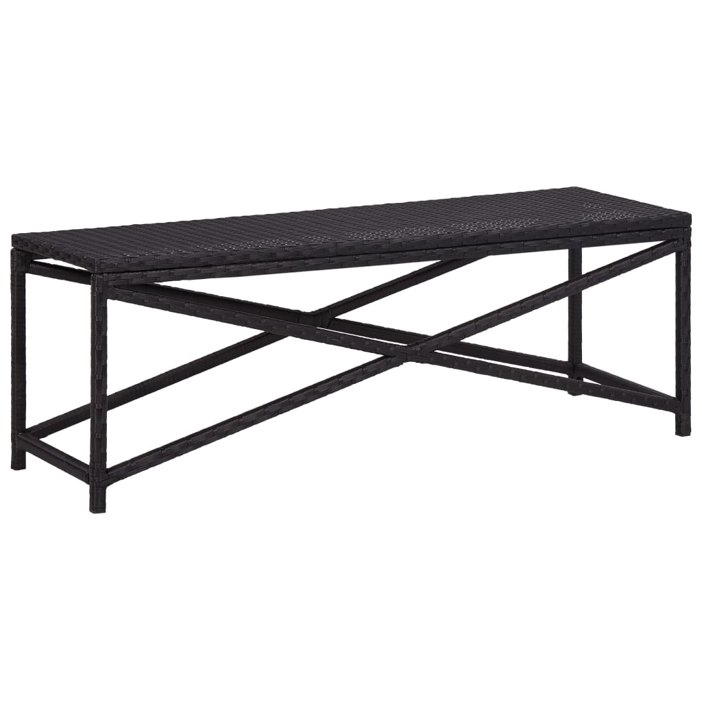 vidaXL Bench | Black | Poly Rattan, Powder-Coated Steel | 120 cm | Durable