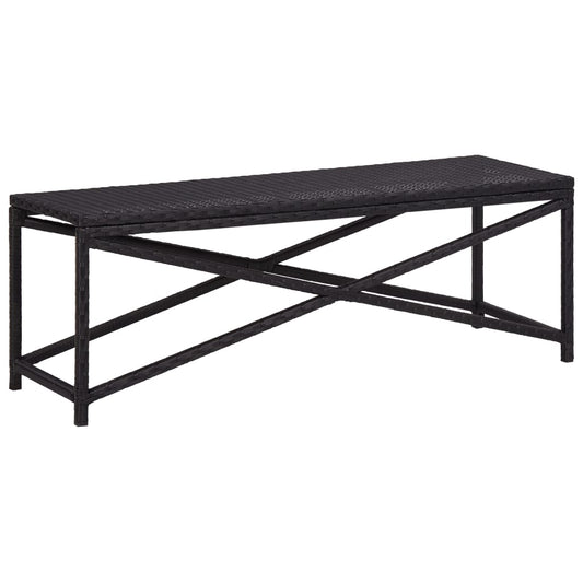 vidaXL Bench | Black | Poly Rattan, Powder-Coated Steel | 120 cm | Durable