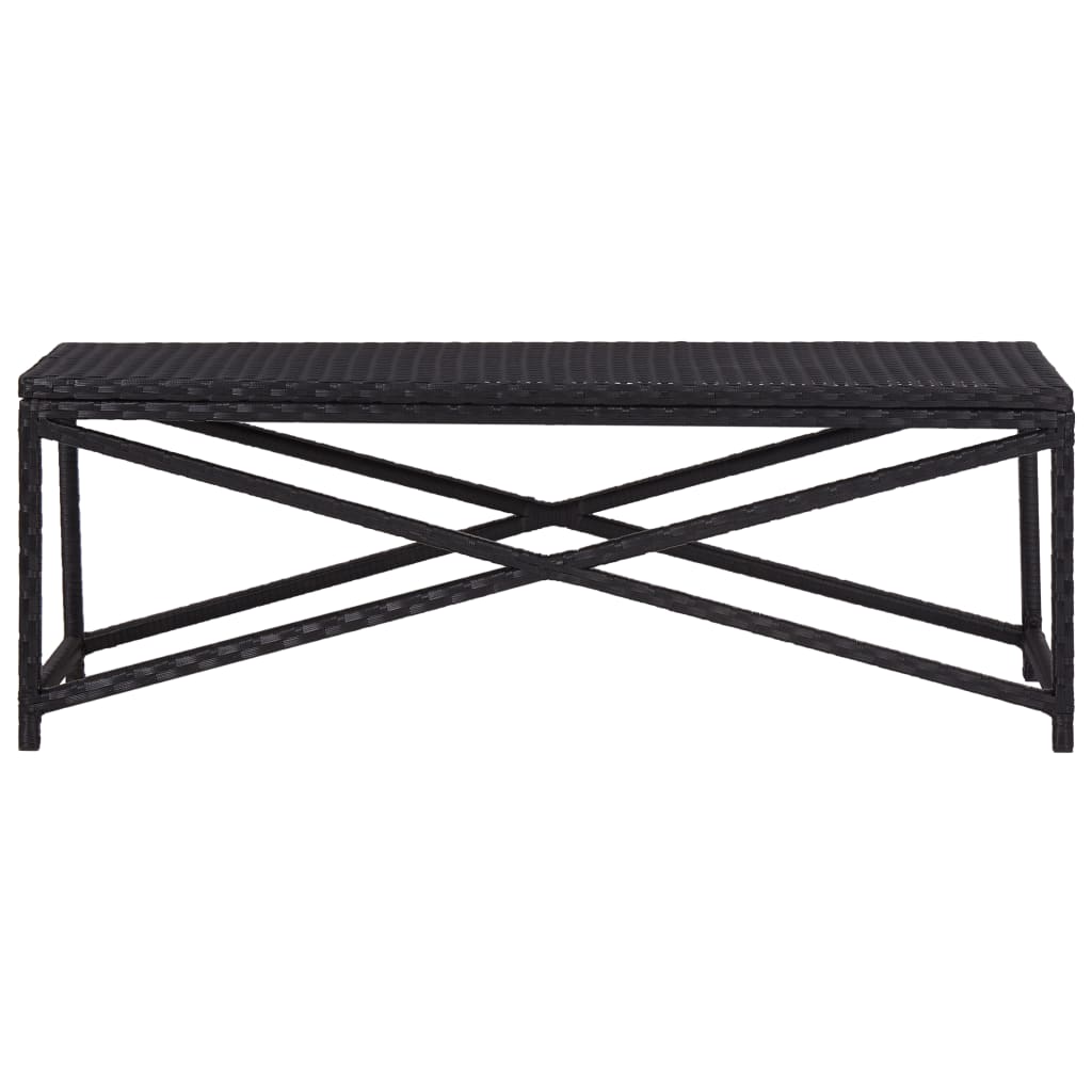 vidaXL Bench | Black | Poly Rattan, Powder-Coated Steel | 120 cm | Durable