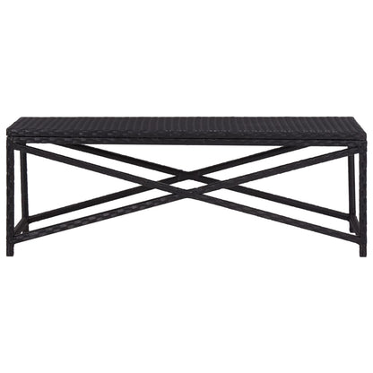 vidaXL Bench | Black | Poly Rattan, Powder-Coated Steel | 120 cm | Durable