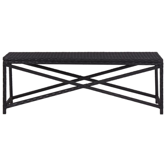 vidaXL Bench | Black | Poly Rattan, Powder-Coated Steel | 120 cm | Durable