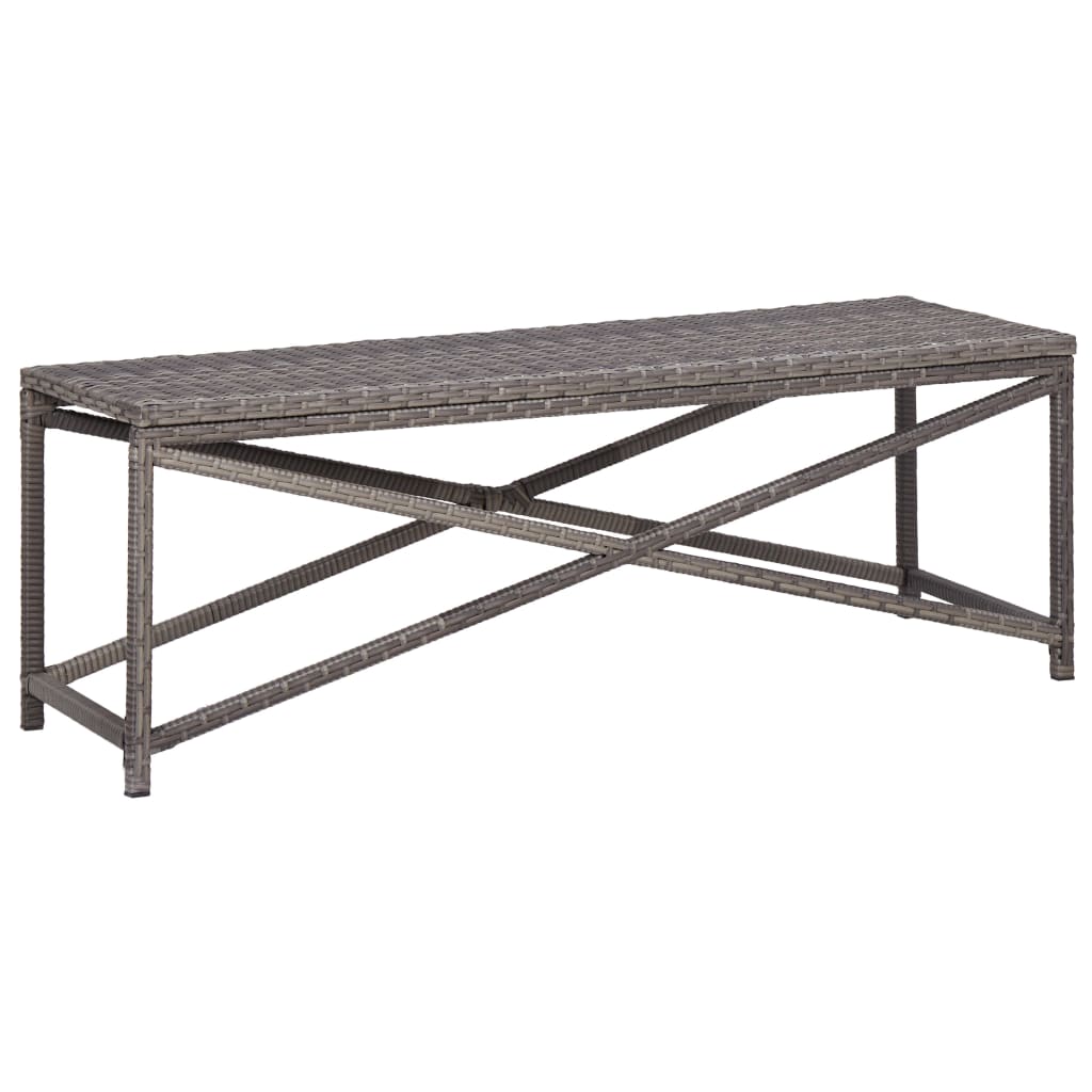 vidaXL Bench | Grey | PE Rattan, Powder-Coated Steel | 120 cm |  Tough  | Bench