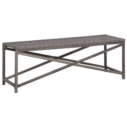vidaXL Bench | Grey | PE Rattan, Powder-Coated Steel | 120 cm |  Tough  | Bench