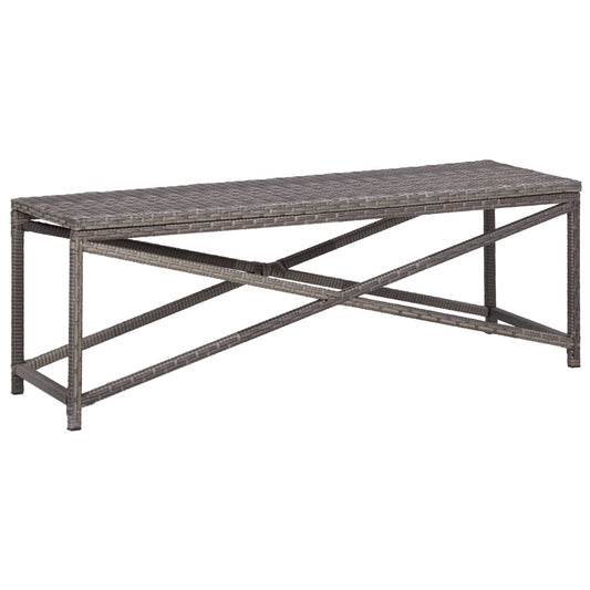 vidaXL Bench | Grey | PE Rattan, Powder-Coated Steel | 120 cm |  Tough  | Bench