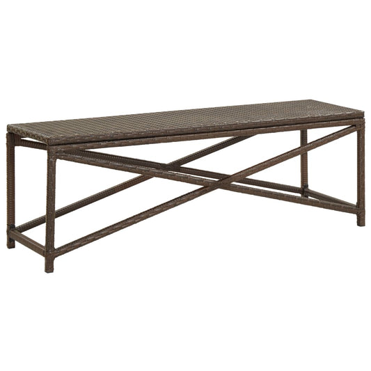 vidaXL Bench | Brown | Polyethylene rattan and powder-coated steel | 120 cm