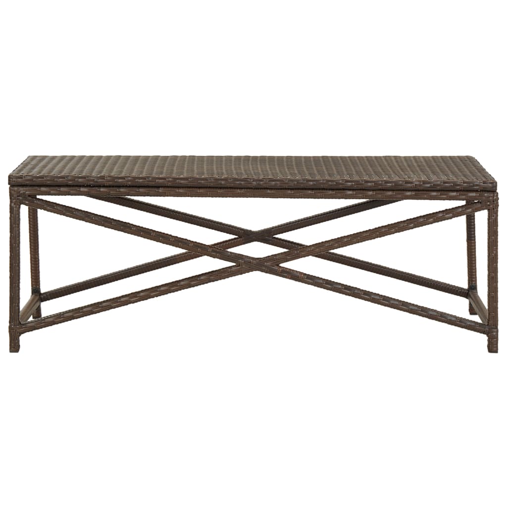 vidaXL Bench | Brown | Polyethylene rattan and powder-coated steel | 120 cm