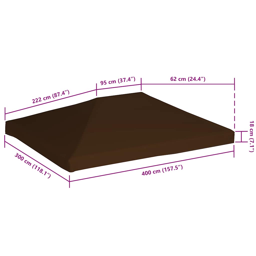 vidaXL Gazebo Top Cover 310 g/m² 3x4 m Brown