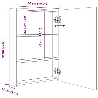 vidaXL LED Bathroom Mirror Cabinet 50x13x70 cm